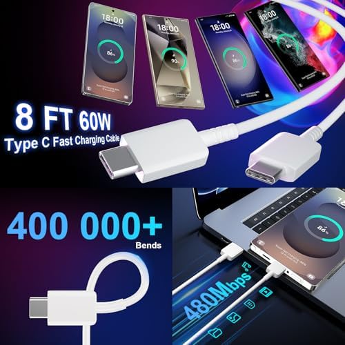 25 W Ultra-Fast Samsung Charger with 6.6 FT USB-C Cable | Rapid Charging Solution for Galaxy S25/S24/S23/S22/S21/Note Series | High-Speed Performance & Safety Features for On-the-Go Users | Ideal for Travel & Everyday Use | Boost Your Device’s Battery Life Effortlessly