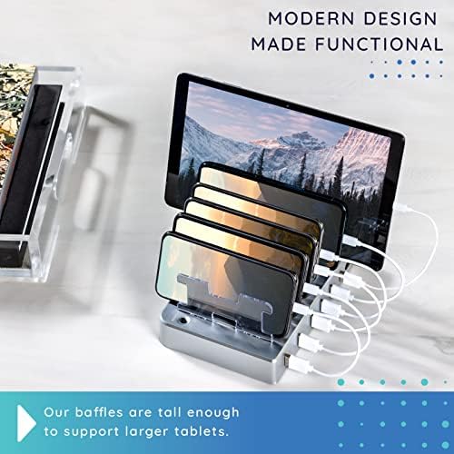 Sleek Silver 6-Port USB Charging Hub – Ultimate Rapid Power Station for Smartphones, Tablets & Electronics – Perfect Multi-Device Charger for Home and Office Efficiency