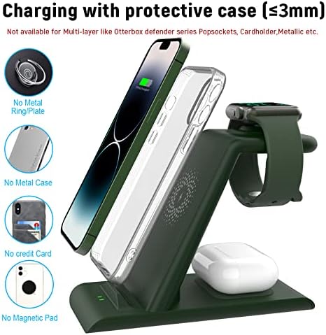 HATALKIN Advanced 3-in-1 Wireless Charging Hub: Ultimate Power Station for Apple Watch, i Phone 16/15/14/13/12 Pro Max/X/XS, and Air Pods Pro – Rapid Intelligent Charging in a Modern, Space-Saving Design for Effortless Home and Office Efficiency