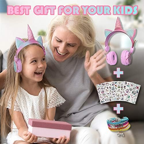 Light Purple Unicorn Cat Ear Bluetooth Headphones for Kids – Safe Listening with Volume Limiting, FM Radio & Dual Connectivity for Fun Learning and Entertainment – Ideal for School, Laptops, and Smartphones