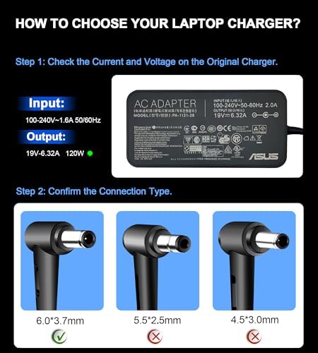 240 W ASUS ROG Laptop Charger with 6.0 x 3.7 mm Connector | High-Performance Rapid Charging Adapter for Zephyrus, Strix, and TUF Series | Built for Gamers & Professionals with Advanced Safety Features and Long-Lasting Durability