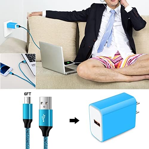 Ultra-Fast 18 W QC3.0 Wall Charger for Android Devices – Rapid Charging Adapter with 6 FT Micro USB Cable, Ideal for Samsung Galaxy, Fire Tablets, PS4, Xbox, and More – Dual Pack for Maximum Efficiency and Compatibility – Lightweight Travel Companion for Everyday Use