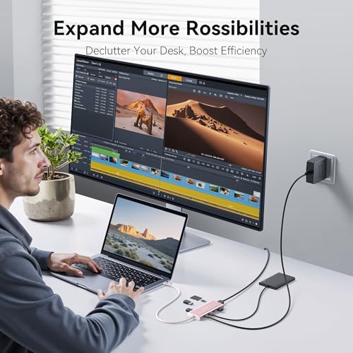Transform Your Workspace with the Ultimate 9-in-1 USB C Hub Multiport Adapter for Mac Book Pro & Air – High-Speed 4 K HDMI Output, 100 W Power Delivery, and Effortless Connectivity for i Pad Pro, i Mac, and More – Enhance Productivity with 5 USB Ports and SD/TF Card Reader for Seamless Data Transfer and File Access