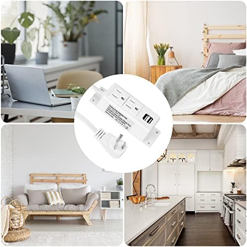BTU Desktop Power Outlet – Versatile Power Strip with 2 AC Outlets & 2 USB Charging Ports, 6.56 ft Extension Cord, Ideal for Home Office & Nightstand, Mountable Design in Sleek Black for Clutter-Free Spaces – Enhanced Compatibility & Rapid Charging Solution