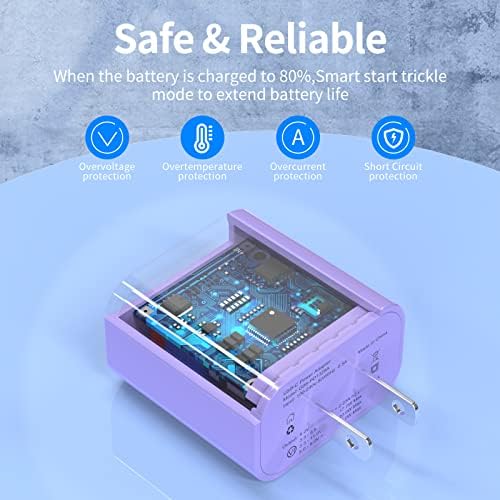 3-Pack Apple MFi Certified 20 W PD USB-C Fast Charger with 6 FT Cables – Premium Charging Solution for i Phone 14, 13, 12, and 11 Models – Rapid Charge Up to 50% in 30 Minutes – Enhanced Durability and Safety Features for Home and Travel Use – Optimal Compatibility with i Phone Pro Series and XS Models