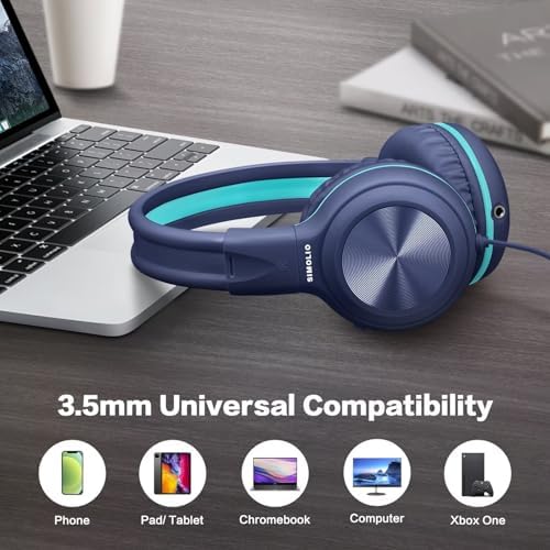SIMOLIO 2-Pack Foldable Wired Headphones with Volume Limiter – Lightweight & Comfortable 3.5 mm Audio Solution for Kids and Adults – Perfect for Travel, Home, Office, Music, Gaming, and Calls – Exceptional Sound Quality and Durability