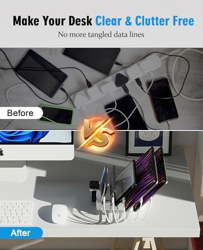Ultra-Fast 6-Port USB Charging Hub – 2025 Edition with Smartwatch Dock, 50 W Multi-Device Organizer for i Phone, Android, i Pad, Kindle & Tablets – Compact, Safe Power Station for Efficient Charging and Clutter-Free Living