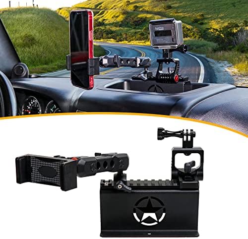 BESTAOO Dash Mount Phone Holder for 2018+ Jeep Wrangler JL & 2020+ Gladiator JT & 2021 Ford Bronco – Innovative Single Ball Design for Picatinny Rail Compatibility, Secure and Adjustable Phone Mount for Enhanced Driving Safety and Convenience