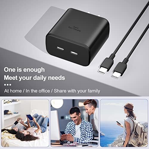 Dual-Port 45 W Super Fast USB C Charger for Samsung Galaxy S24/S23/S22/Note Series – Power Delivery & Programmable Power Supply for Rapid Charging, Enhanced Safety, and Travel-Friendly Design