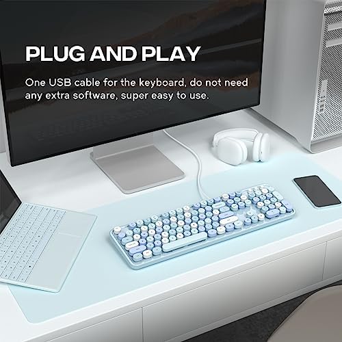 Retro-Inspired Full Size Typewriter Keyboard with Number Pad – Wired USB Keyboards for Windows 7, 8, 10, 11 | Enhance Your Typing Experience with Classic Charm and Modern Efficiency | Perfect for Home and Office Use