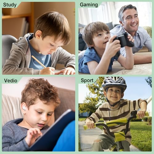 Panda-Themed Kids Bluetooth 5.3 Wireless Earbuds – Lightweight, IPX6 Waterproof, and 85 d B Volume Limiting for Safe Listening – Built-in Mic for Hands-Free Calls, Perfect for School, Travel, and Play – Durable Noise Cancelling Design for Young Audio Enthusiasts