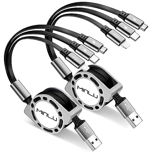 Versatile 3-in-1 Fast Charging Cable Set – 4 ft Retractable Multi-Charger Cord with Lightning, Type C & Micro USB Ports for Phones, Tablets & Consoles – Enhanced Durability & Speed for On-the-Go Charging