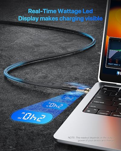 Transform Your Charging Setup with SOOPII 240 W USB C to USB C Cable – 10 ft Durable Power Cable Featuring LED Display for Fast Charging Mac Book Pro, i Phone 16/15 Pro Max, Galaxy S23 Ultra & More – High-Performance, Versatile Design for All Devices