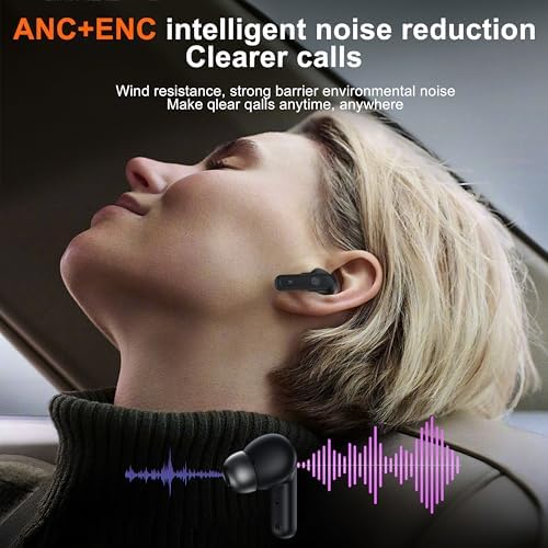 THREE PEACHES Bluetooth 5.4 Wireless Earbuds – Advanced Active Noise Cancelling In-Ear Headphones with Intuitive Touch Controls and USB Charging Case – IPX4 Waterproof Design for Ultimate Durability, Ideal for Fitness Enthusiasts, Daily Commuters, and Music Aficionados