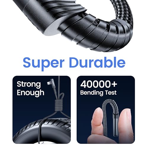 10 ft Braided USB to USB C Cable (2 Pack) – 90 Degree Right Angle Fast Charging Cord for i Phone 16/15 Series, Samsung Galaxy S10/S10+, LG V30, Nintendo Switch – Ultimate Durability and Flexible Connectivity