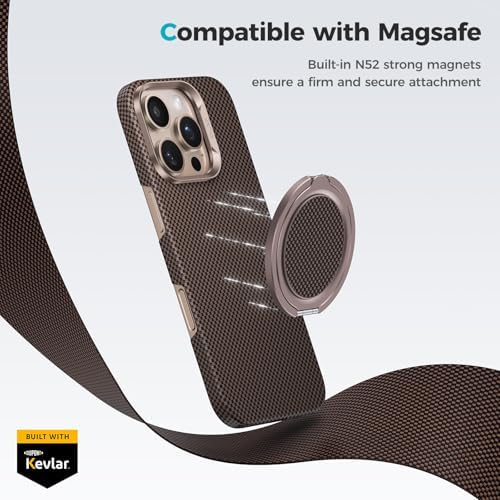 Revolutionize Your i Phone Experience with BENKS Armor Pop Magnetic Grip & Stand – 360° Rotatable Kevlar Phone Holder for Mag Safe, Perfectly Compatible with i Phone 16/15/14/13/12 Series, Ultimate Stability and Style for Everyday Use