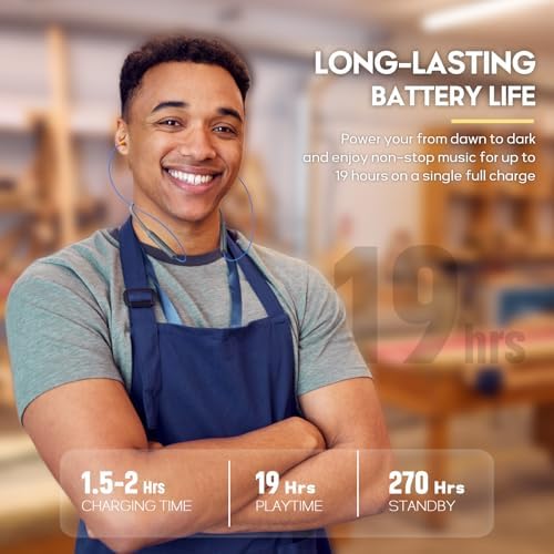 MIPEACE Bluetooth Neckband Earbuds with 29 d B Noise Cancellation – 19+ Hours Long Battery Life, IPX5 Sweatproof Design for Active Lifestyles – Ergonomic Wireless Earplugs with Seamless Connectivity and User-Friendly Controls in Stylish Gray