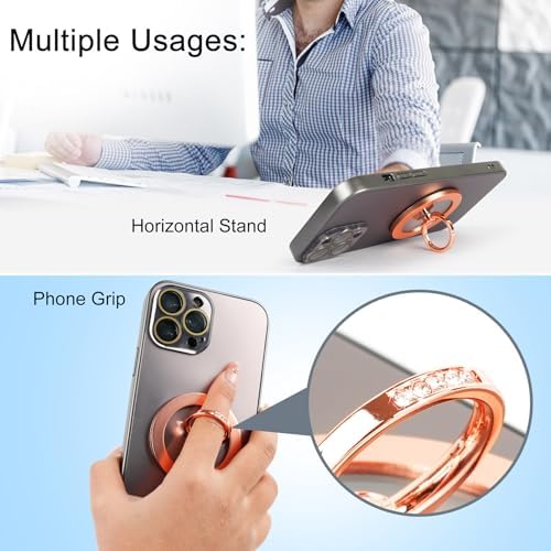 Experience Unmatched Elegance and Functionality with the EI Sonador Magnetic Phone Grip – Premium Transparent Gold Diamond Ring Holder for i Phone 14 Plus, 13, 12 Pro Max & Mini – Ideal for Effortless Selfies and Hands-Free Use, Enhanced Mag Safe Compatibility, Lightweight Removable Design for Ultimate Convenience