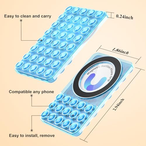 MGLK Silicone Suction Phone Case Magnetic Mount – Hands-Free, Strong Grip Holder for Selfies and Videos – Durable, Easy to Use – iPhone and Android Compatible for iPhone 15/14/13 Pro Max (Pink) – Enhanced Compatibility and Speed