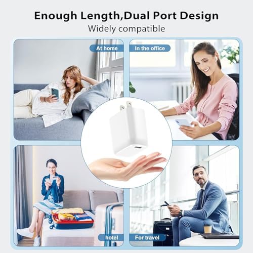 MFi-Certified 20 W Dual-Port USB-C Fast Charger with 5 FT Lightning Cable – Efficient Charging Solution for i Phone 14/13/12/11/XS/XR/X/i Pad/Air Pods Pro – Ideal for Home, Office, and Travel Needs