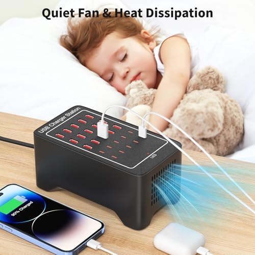 Revolutionary 125 W USB-C Charging Hub with 25 Ports: Fast Charging Station for i Phones, i Pads, Tablets, and Smartphones – Ultimate Multi-Port Desktop & Wall Charger with Enhanced Safety Features and Sleek Design