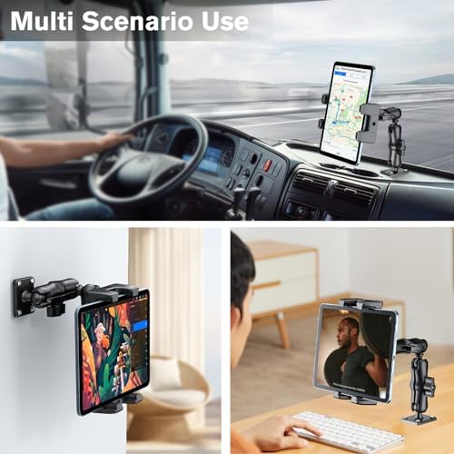 OHLPRO Heavy-Duty Truck Tablet Holder – Secure Adjustable Mount for 5″-13″ Devices like i Pad Pro, Samsung Galaxy & Kindle Fire – Ultimate Dashboard Solution for Enhanced Mobility, Versatility, and Professional Use