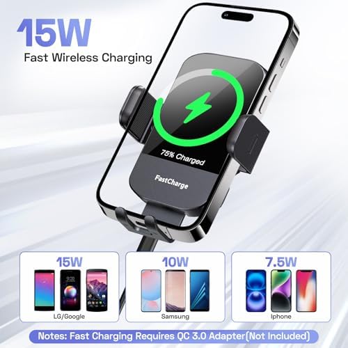 Transform Your Driving Experience with the 3-in-1 Wireless Car Charger Cup Holder Phone Mount – 15 W Fast Charging, Effortless Auto-Clamping, Universal Compatibility for i Phone & All Smartphones – The Ultimate Convenience for On-the-Go Power and Accessibility