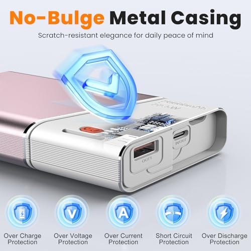 Lightning-Fast 22.5 W Portable Power Bank – 20,000 m Ah Aerospace Metal Charger with Detachable USB-C Cable & TSA Compliance – Ideal Travel Companion for i Phone 16, Samsung S24, and More – Superior Durability & Rapid Charging with 3-Year Guarantee