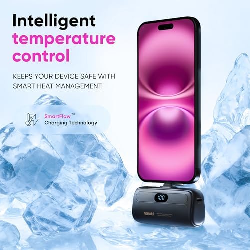 Compact 5000 m Ah Portable Charger for i Phone 15/16 and USB-C Devices – Fast Charging Mini Power Bank in Sleek White – Lightweight On-the-Go Power Bank for Busy Lifestyles – Perfect for Travelers and Professionals