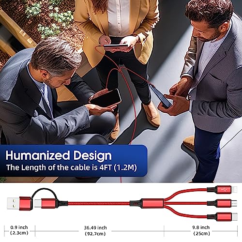 Versatile 6 in 1 Multi Charging Cable [3 Pack, 4 FT] – Durable Nylon Braided Fast Charging Cord for USB A/C, Micro USB, and Lightning Devices – Universal Phone Charger for Home, Office, and Travel – Enhanced Compatibility for All Smartphones and Tablets