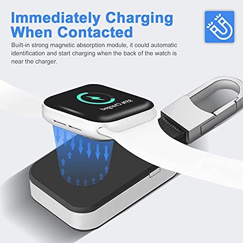Compact Magnetic Keychain Power Bank: Portable Wireless Charger for All Apple Watch Series 1-9 with 1000 m Ah Capacity and LED Indicators – Perfect Travel Accessory for Effortless Charging on the Go
