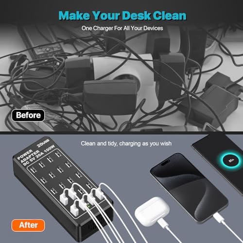 50 W High-Speed USB Charging Station with 12 Type-C Ports – Ultimate Multi-Device Power Hub for i Phone 13/14/15/16, Tablets, Smartwatches, and More – Fast, Efficient, and Safe Charging Solution for Home, Office, and Travel