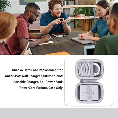 Khanka Protective Hard Case for Anker 45 W Wall Charger & 20 W Portable Charger – Ultimate Travel Companion for Anker 521 Power Bank (Power Core Fusion) – Lightweight Shockproof Design, Modern White Finish, Secure Zipper Closure for Enhanced Portability and Device Safety