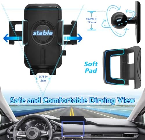 WAAPAK Enhanced Car Phone Holder Mount for 2014-2024 Mazda 3 – Ultimate Smartphone Cradle for Thick Cases, Effortless Installation, and Seamless Integration with Interior Design – Perfect for Navigation and Hands-Free Use