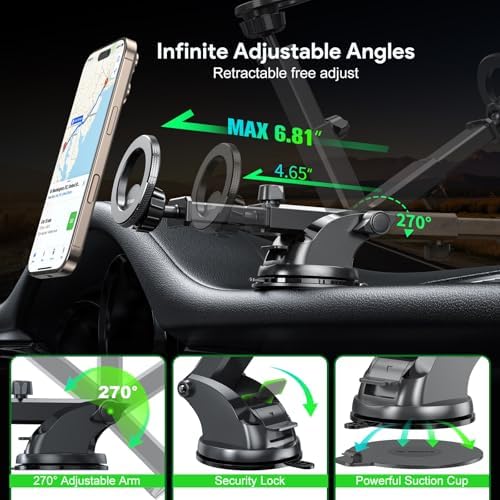 Esoulk Ring Magnetic Car Phone Holder – Ultimate Versatile Mount for Dashboard, Windshield & Air Vent – Strong Magnetic Grip for Enhanced Driving Safety – Compatible with Mag Safe & All Smartphone Models – Effortless Installation, Sleek Design, and Optimal Convenience for Modern Drivers
