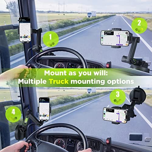 Heavy-Duty Truck Phone Mount with Super Suction Cup – Ultimate Mobile Device Holder for i Phone & Samsung, 16.9-Inch Long Arm for Maximum Stability & Flexibility, Ideal for Big Rig Drivers, Enhances Road Safety and Hands-Free Navigation