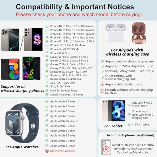 Revolutionary 4-in-1 Wireless Charging Station for Apple Devices – Fast Charge Your i Phone 16 Pro Max, Air Pods Pro 2, i Pad, and Apple Watch Series 10/9/8/7/6 Simultaneously – Sleek Design for Home and Office Use, Enhanced Compatibility and Efficiency