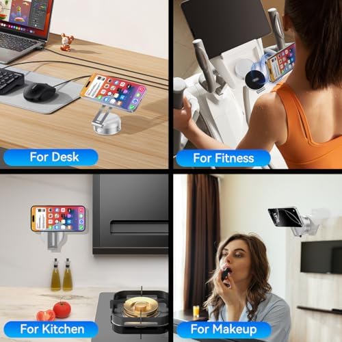 Electric Vacuum Magnetic Suction Phone Holder,XO Adjustable and Foldable Car Mount,Strong Magnetic Car Phone Holder for iPhone16/15/14/13/12,for Shower/Car/Mirror(Light Grey – Enhanced Compatibility and Speed