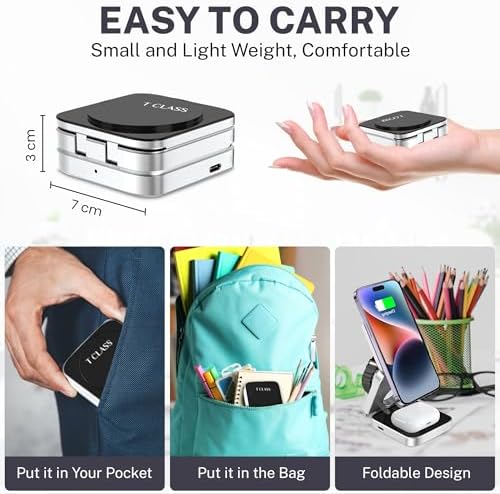 Portable 3-in-1 Wireless Magnetic Charging Station – Fast Charge Dock for Phones, Smartwatches, and Earbuds – Foldable Travel-Friendly Design with Anti-Slip Base and Extra Magnetic Ring – Elegant Black & Silver Finish for Modern Aesthetics
