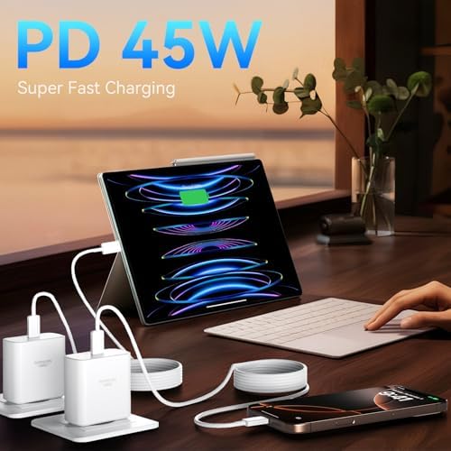 Elevate Your Charging Experience with the 45 W Super Fast USB-C Charger and 6.6 FT Cable – Optimal for i Phone 16 Pro Max, i Pad, and Android Devices – Compact, High-Efficiency Power Adapter with Advanced Safety Features for On-the-Go Users