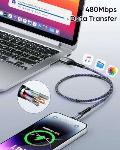 10 FT MFi Certified USB-A to Lightning Charging Cable – 2 Pack, Durable Nylon Braided Cord for Fast i Phone Charging – Compatible with i Phone 14/13/12/11 Pro Max, Mini, X, XS, XR, 8 Plus, SE & i Pad – Perfect for Home, Car & On-the-Go Use