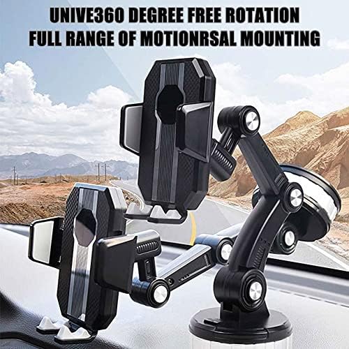 Universal Suction Cup Car Phone Holder Mount – One-Handed Operation Dashboard & Windshield Stand – Adjustable Viewing Angle for Safe Hands-Free Navigation – Durable Black Design for All Smartphones – Effortless Installation and Stability on Bumpy Roads