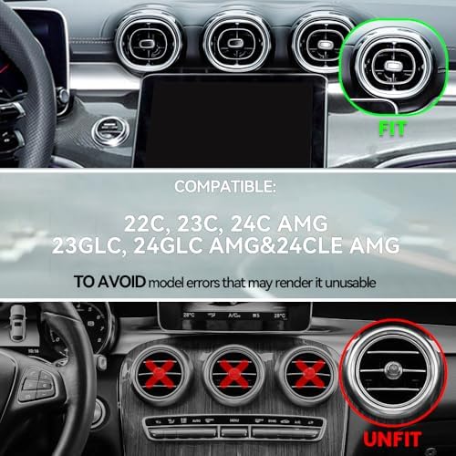 Mercedes Benz C-Class & GLC Air Vent Phone Mount – Precision Engineered for 2022-2025 Models, Enhanced Stability, and 360° Swivel Functionality – Universal Fit for All Smartphone Sizes – Elevate Your Driving Experience with this Chic and Functional Automotive Accessory