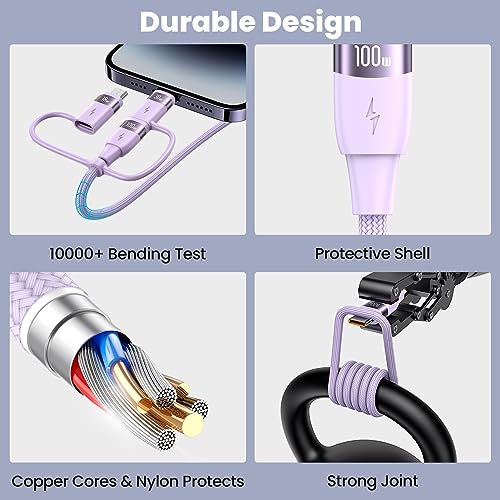 Ultimate 100 W USB C Multi Charging Cable – USAMS 6.6 FT 5-in-1 Fast Sync Nylon Braided Charger for Laptops, Tablets, and Smartphones – Unmatched Speed and Universal Compatibility for All Your Devices