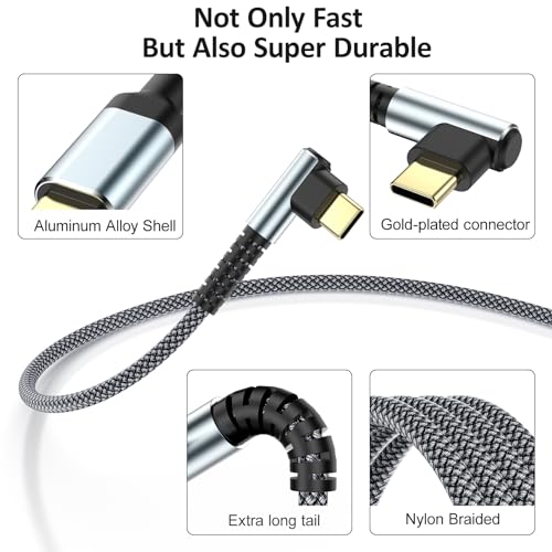 Maximize Your Charging Efficiency with 3-Pack 10 FT 60 W USB C to USB C Cables – Durable Braided Design, Ergonomic Right Angle Connector for Seamless Use with i Phone 16/15 Pro Max Plus, Galaxy S25/S24, i Pad Pro/Air, Mac Book Pro/Air – Ideal for Home, Office, and Travel Convenience