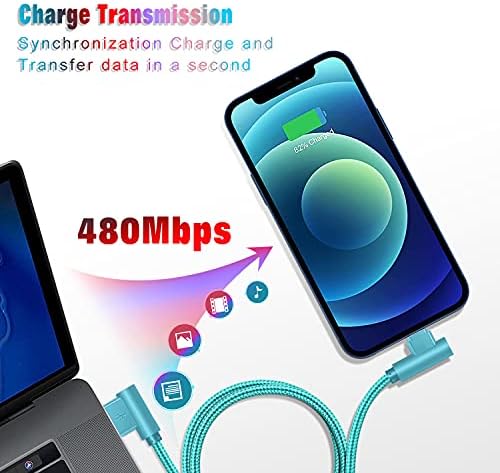 Revolutionary 90-Degree Right Angle Lightning Cable – 6 FT Nylon Braided Fast Charging Cord for i Phone 14/13/12/12 Pro/11/11 Pro/XS Max/XR/X/8/8 Plus/7/7 Plus/6 – Enhanced Comfort, Durability, and Quick Power-Up Solution for Gaming and Streaming Enthusiasts