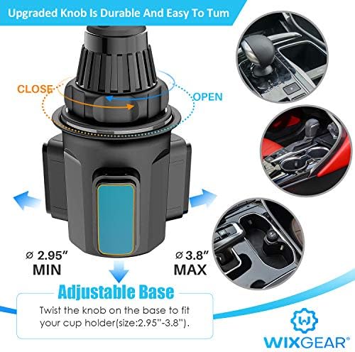 Versatile Wix Gear Car Tablet Holder – Adjustable Cup Holder Mount for i Pad & Tablets 7″-10.2″ – Universal Device Compatibility with Height Customization – Ultimate Hands-Free Driving Experience