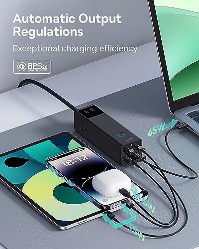 Baseus 1200 J Surge Protector Power Strip – PD 40 W USB-C Fast Charging Station with 3 AC Outlets & 3 USB Ports for Ultimate Device Compatibility in Home, Office, or Dorm Room – Safe, Efficient, and Compact Charging Solution