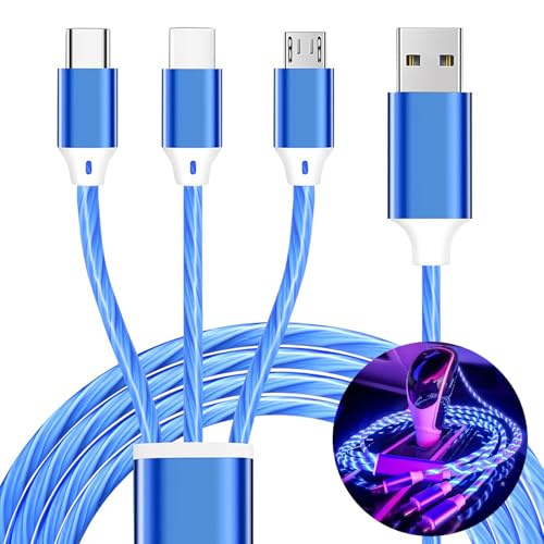 TISTIPPL 3-in-1 Illuminated Charging Cable – Fast Charge with Multi-LED Indicator, Universal Compatibility for Smartphones & Tablets, Durable & Portable Design Perfect for Travel and Daily Use