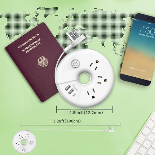 Compact Travel Power Strip – NTONPOWER 3 Outlets & 3 USB Ports (1 USB-C) for Effortless Charging on Cruises, Hotels & Home – 3 ft Short Extension Cord, Lightweight & Cruise Approved for Seamless Device Connectivity – Essential Travel Accessory for Adventurers & Tech Enthusiasts